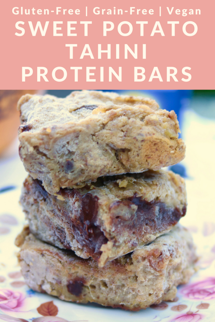 Sweet Potato Tahini Protein Bars. Gluten-free, grain-free and vegan.