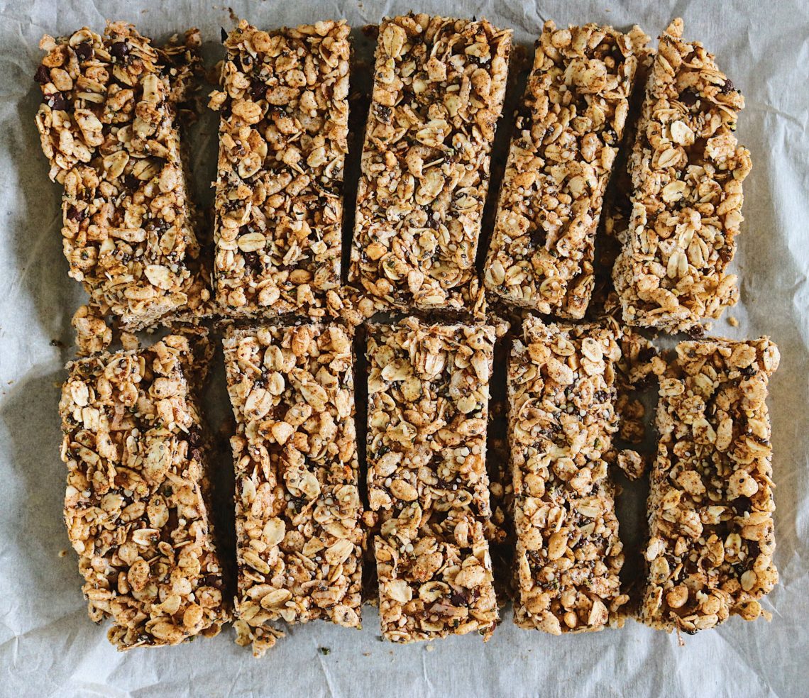 These easy no-bake granola bars are healthy, peanut free and gluten-free making them the perfect back-to-school snack for you or your kids.