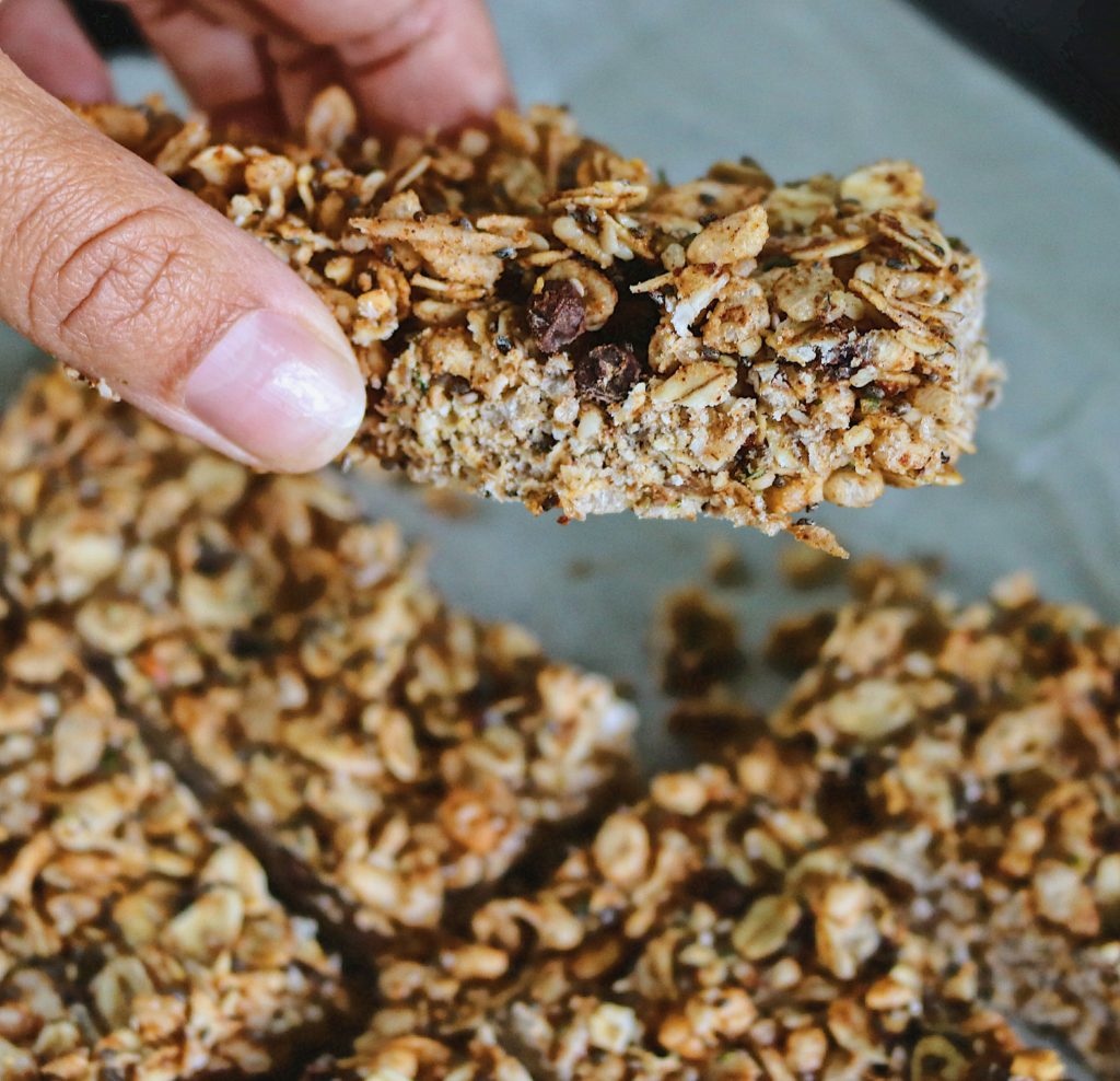 These easy no-bake granola bars are healthy, peanut free and gluten-free making them the perfect back-to-school snack for you or your kids.
