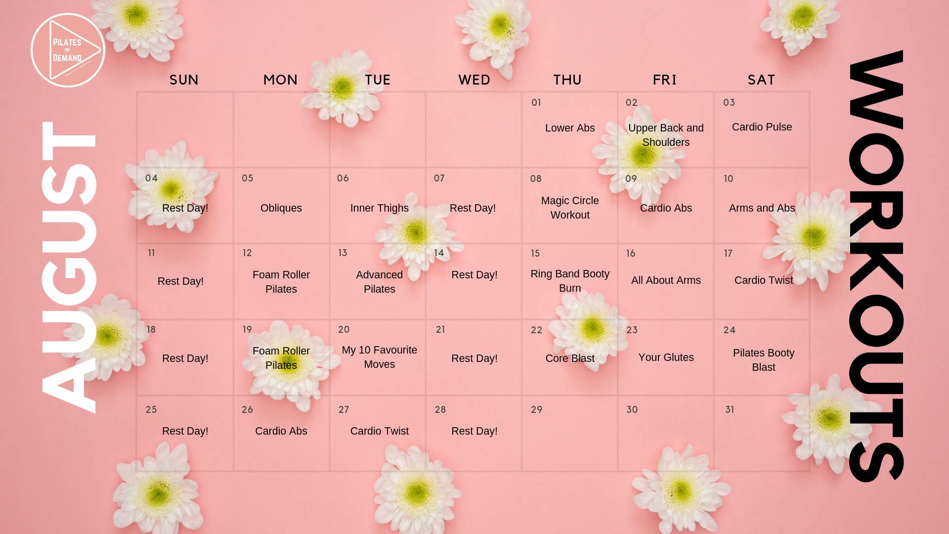 August Workout Calendar